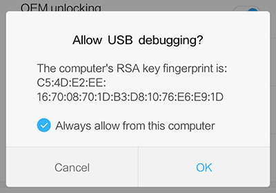 allow usb debugging mode