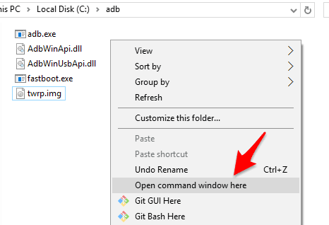 open command windows here