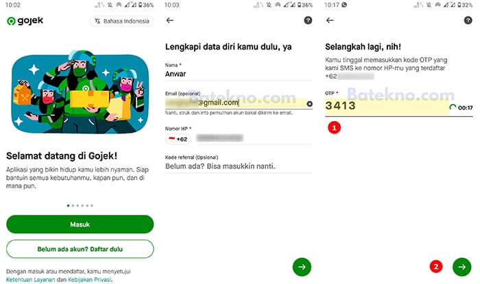 cara daftar gojek