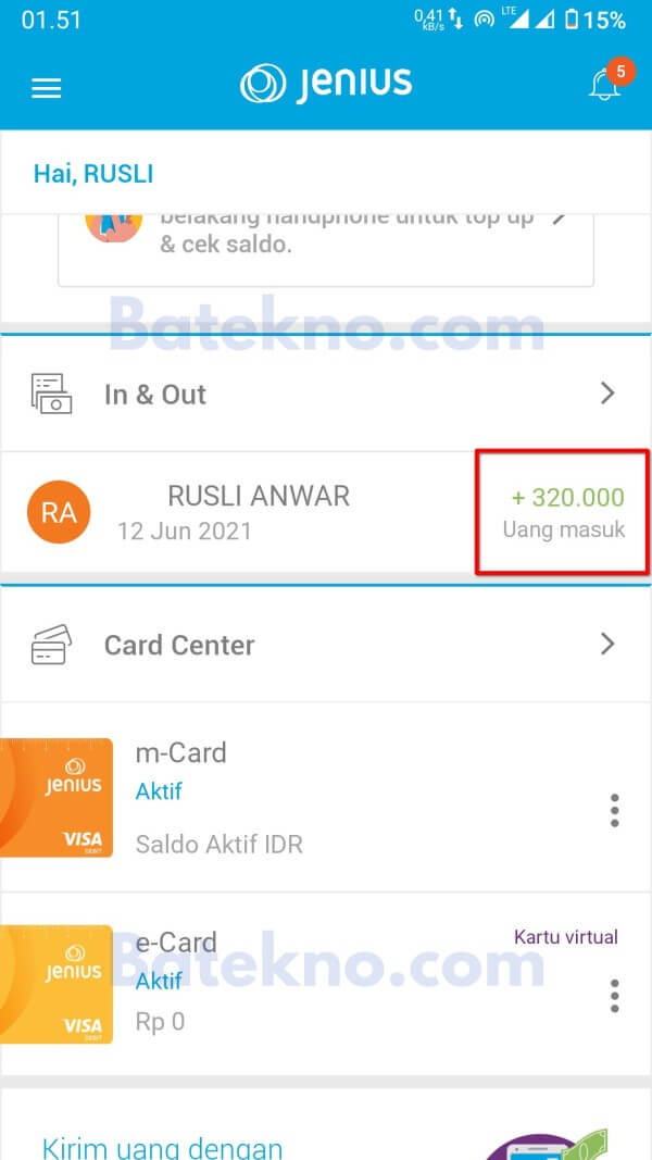 Cara Top Up Saldo Jenius