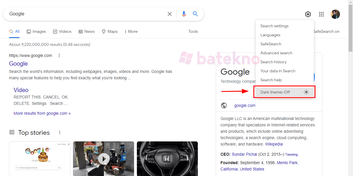 Cara Mengaktifkan Dark Mode di Google Search