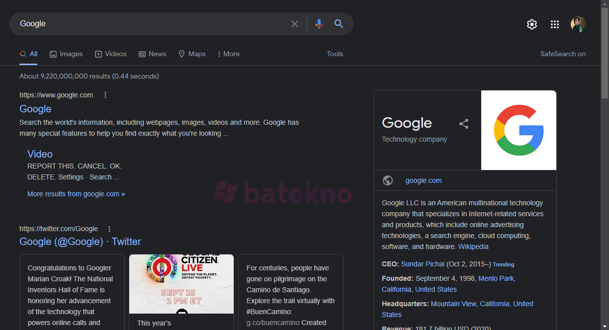 Cara Mengaktifkan Dark Fitur Mode di Google Search