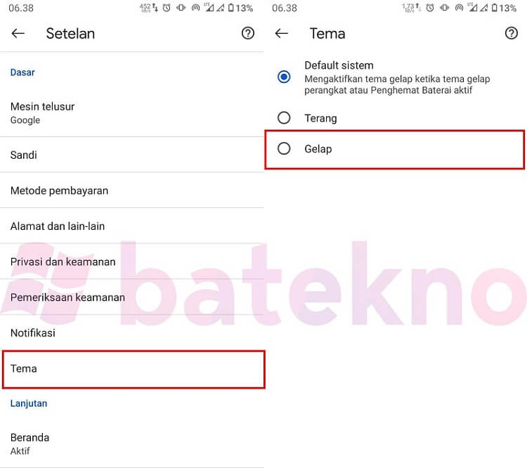 mengaktifkan fitur dark mode di android